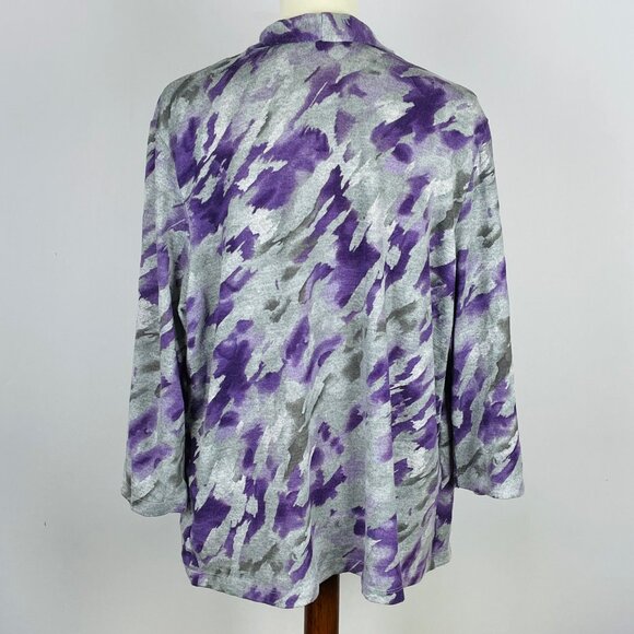 Alfred Dunner Faux Twinset Sz 2X Purple Gray Abstract Floral Lace Sequin Office - Picture 5 of 7